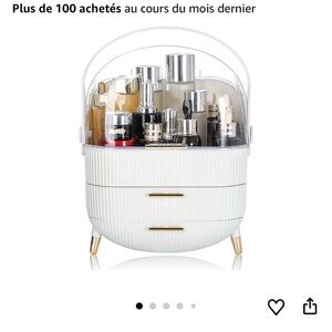 White Cosmetic Organizer with Gold Accents
